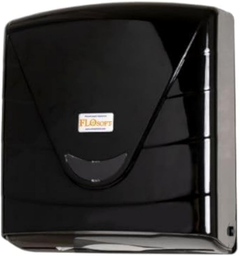 Flosoft Plastic Paper Towel Dispenser Wall Mount, Holds 300 Z-Fold Paper, Commercial Hand Towels Dispenser for Bathroom/Restroom, Office, Shop or Home, Black