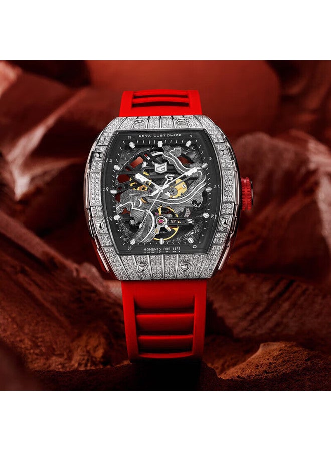 Geya Great Wall Series Brand Watch For Men, Barrel-shaped Skeleton Fully Automatic Mechanical Men's Watch, Gift For Boyfriend - Image 4