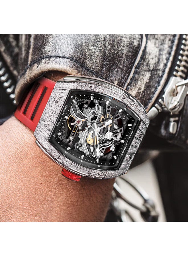Geya Great Wall Series Brand Watch For Men, Barrel-shaped Skeleton Fully Automatic Mechanical Men's Watch, Gift For Boyfriend - Image 2