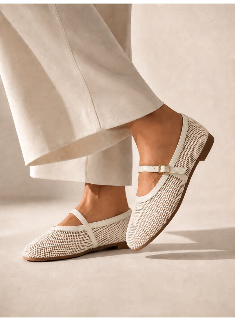 LIFESTYLISH Ballerina flat Leather In a distinctive way BF-813 - Beige - Image 4