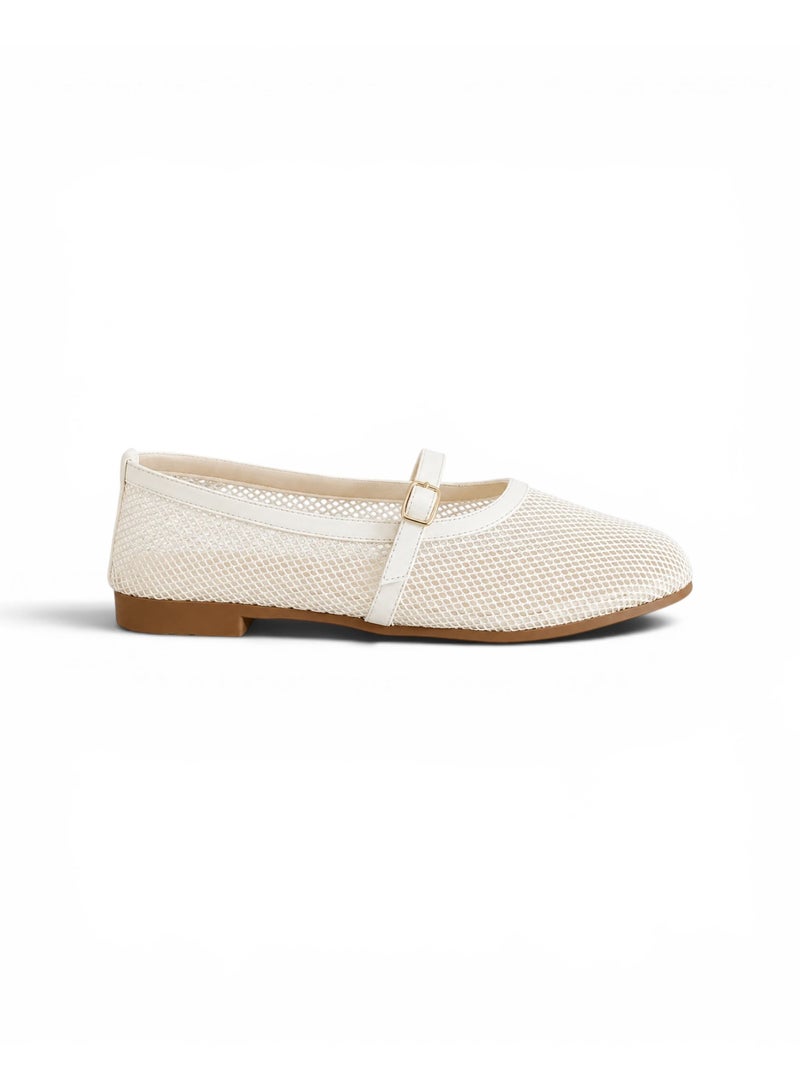 LIFESTYLISH Ballerina flat Leather In a distinctive way BF-813 - Beige - Image 2