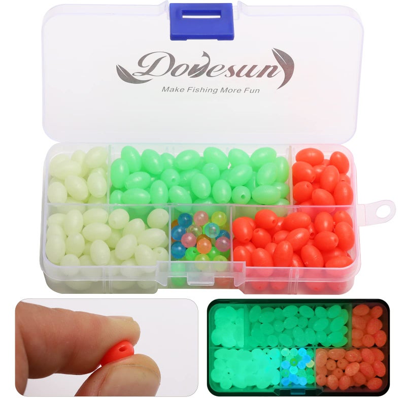 Dovesun Soft Rubber Fishing Beads Fishing Accessories Fishing Bait Eggs Oval Luminous Fishing Beads with Fishing TackleBox 031 047in230pcs - Image 2