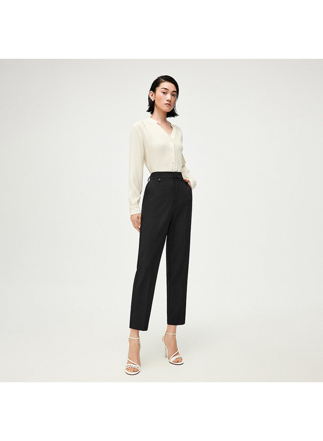 HLA Women'S Elastic Waist: 25 Spring/Autumn Comfortable Breathable Business Commuter Slim Tapered Trousers For Women - Image 3