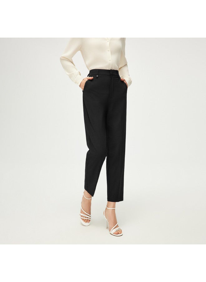 HLA Women'S Elastic Waist: 25 Spring/Autumn Comfortable Breathable Business Commuter Slim Tapered Trousers For Women - Image 4