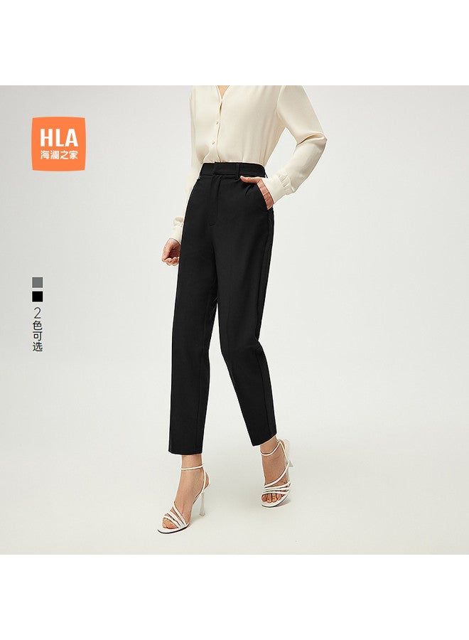 HLA Women'S Elastic Waist: 25 Spring/Autumn Comfortable Breathable Business Commuter Slim Tapered Trousers For Women - Image 2