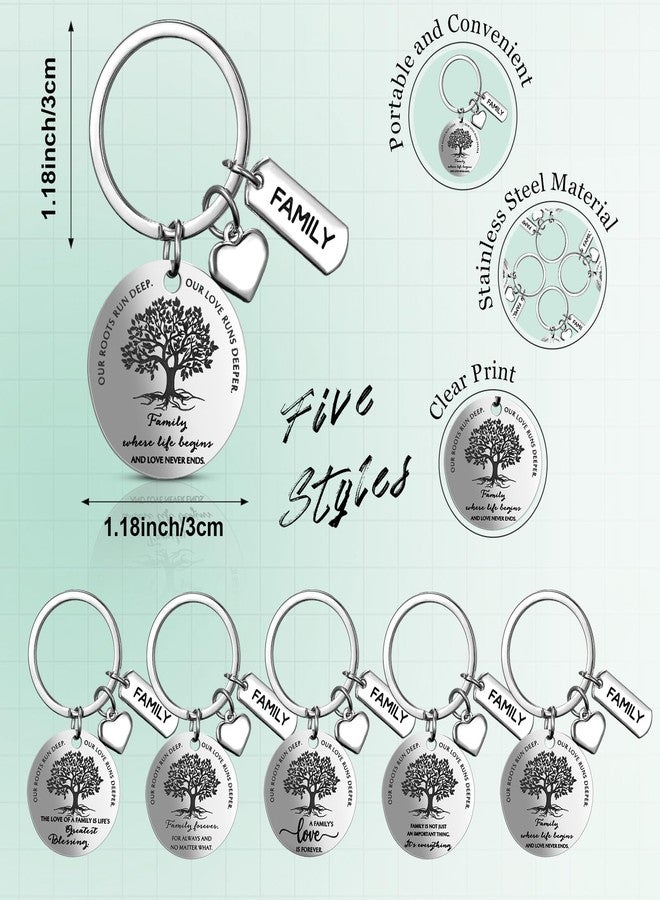 سوريو مجموعة هدايا لم شمل العائلة من Sureio، 30 قطعة، سلسلة مفاتيح على شكل شجرة العائلة مع قلب وتعليقة، 5 أنماط - Image 2