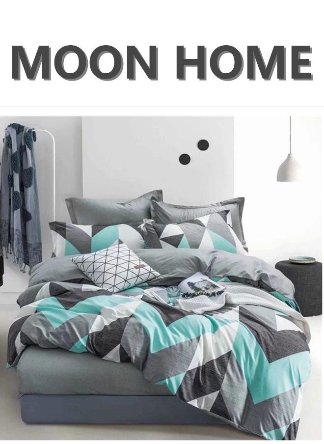 King/Queen/Single size Soft and Breathable Microfiber Hypoallergenic Beautiful Design Duvet Cover Set ,set includes 1 Comforter Cover, 1 Fitted Bedsheet, 4 Pillowcases