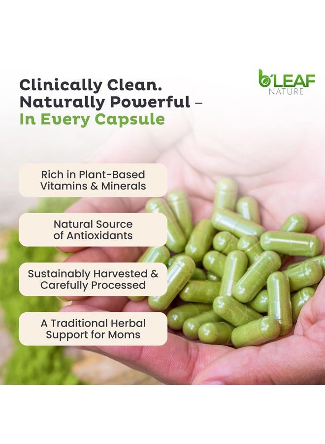 b'leaf NATURE كبسولات المورينغا العضوية النقية 1000 ملغ، 180 حبة – كبسولات المورينغا مع مسحوق أوليفيرا العضوي لدعم المناعة والطاقة والتوازن – مكملات نباتية، غير معدلة وراثيًا لصحة يومية - Image 5