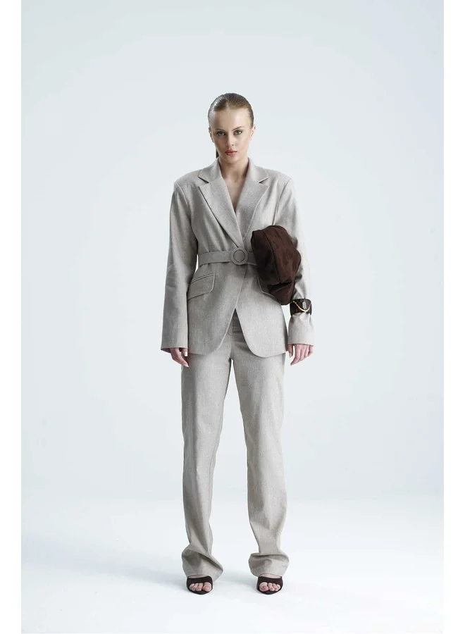 GACACOLLECTION DİEL Beige Fabric Pants