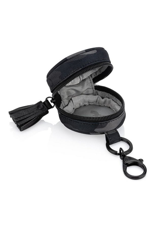 Itzy Ritzy Itzy Ritzy Chelsea + Cole Camo Pacifier Case with Clip; Pacifier Charm Pod Includes Clasp, Measures 2.5" in Diameter & Holds 2 Pacifiers; Camo  - Image 1