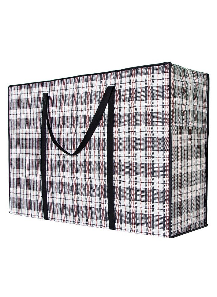 SKY-TOUCH 2pcs 90x60x25cm Heavy Duty Extra Large Moving Bags Foldable Large Capacity Woven Bags with Carrying Handles Quilt Clothes Storage Bag with Double Zippers (135L)  - Image 5