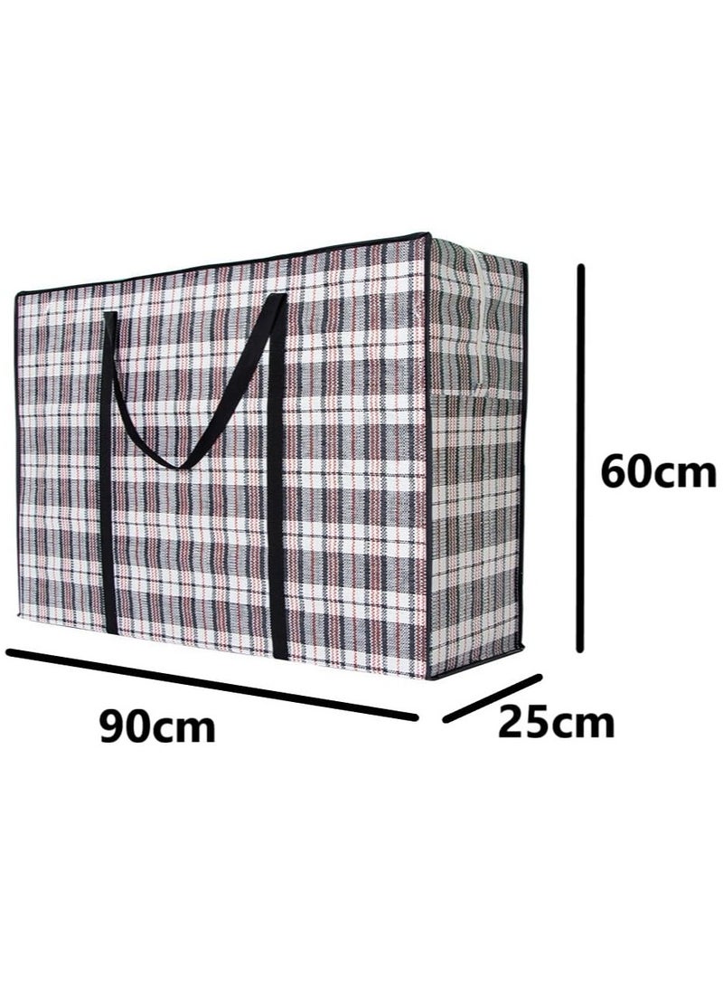 SKY-TOUCH 2pcs 90x60x25cm Heavy Duty Extra Large Moving Bags Foldable Large Capacity Woven Bags with Carrying Handles Quilt Clothes Storage Bag with Double Zippers (135L)  - Image 3