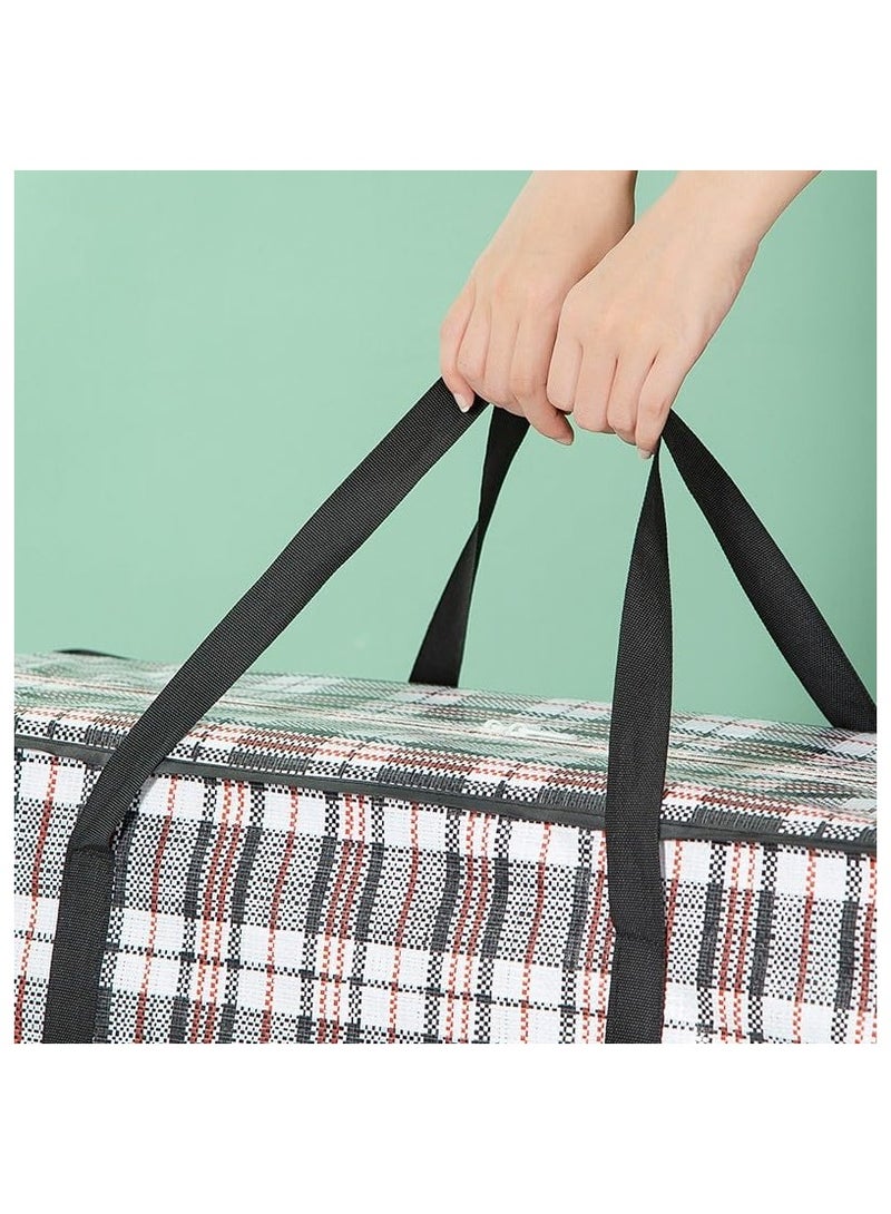SKY-TOUCH 2pcs 90x60x25cm Heavy Duty Extra Large Moving Bags Foldable Large Capacity Woven Bags with Carrying Handles Quilt Clothes Storage Bag with Double Zippers (135L)  - Image 2