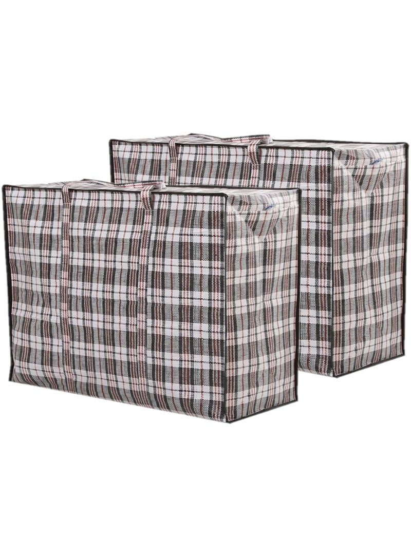 SKY-TOUCH 2pcs 90x60x25cm Heavy Duty Extra Large Moving Bags Foldable Large Capacity Woven Bags with Carrying Handles Quilt Clothes Storage Bag with Double Zippers (135L)  - Image 1