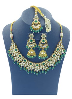 GOHONA Royal Bling Bollywood Traditional Indian Kundan Jewellery Necklace With Earrings Set and 1 Tikka in GREEN colour - pzsku/ZE1A2BE64127BBD6A91BAZ/45/_/1676121252/07f135a6-c7d6-446b-a737-10e73f63497a