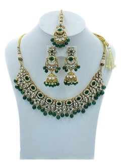 GOHONA Royal Bling Bollywood Traditional Indian Kundan Jewellery Necklace With Earrings Set and 1 Tikka in GREEN colour - pzsku/ZE1A2BE64127BBD6A91BAZ/45/_/1676121253/22d8e2b8-8b12-46bb-a63f-3ed170915cd6