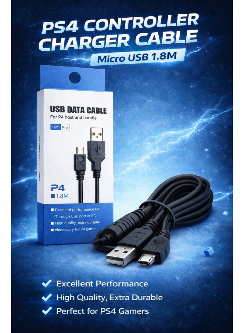 ​كابل كونف كابل شحن مايكرو USB بطول 1.8 متر لوحدة تحكم بلاي ستيشن PS4 وإكس بوكس ون للاستخدام اليومي وبجانب الألعاب المنزلية - Image 1