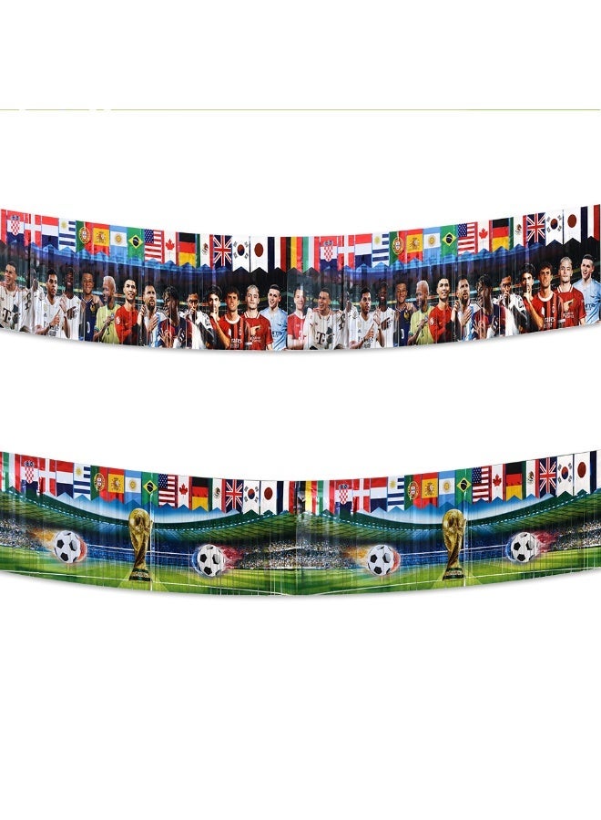 لافتة علم كرة قدم مزخرفة لكأس العالم 2026 بين الولايات المتحدة الأمريكية وكندا والمكسيك، دعائم إعداد المشهد، لافتة بطول 2.7 متر تحمل طابع المطر - Image 4