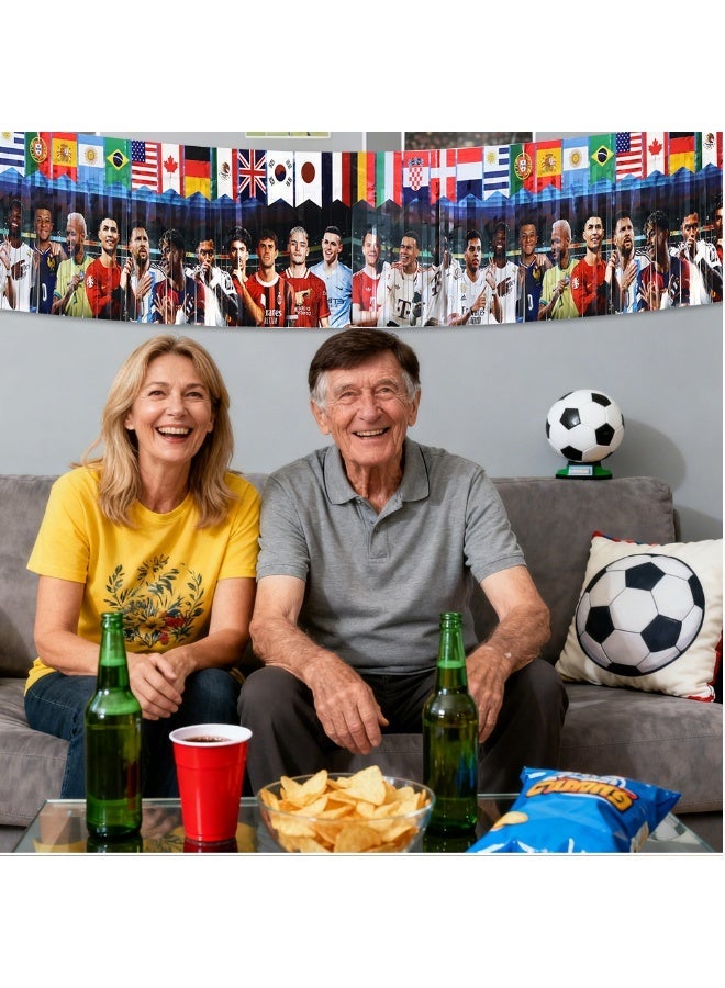 لافتة علم كرة قدم مزخرفة لكأس العالم 2026 بين الولايات المتحدة الأمريكية وكندا والمكسيك، دعائم إعداد المشهد، لافتة بطول 2.7 متر تحمل طابع المطر - Image 5