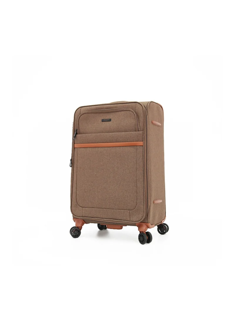 AMERICAN FLYER Softside Luggage Trolley Bag 2 Pieces Set,Brown (S-20",L-28")