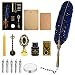 Anglekai Quill Pen and Ink Set Calligraphy Feather Pen Set with Wax Seal Stamp Ink Replacement Nibs Spoon Envelope Letter Paper White Wax Antique Quills Blue - Image 2