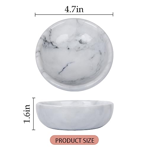 SIPARUI Jewelry Dish,Natural Marble Jewelry Dish,Trinket Tray,Ring Holder,Key Bowl,Unique Jewelry Tray for Home Decoration,Mother's Day,Birthday and Other Holiday Gifts(White Grey) - Image 2