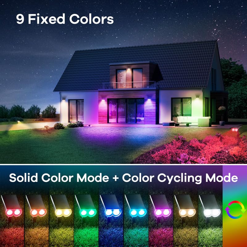 Linkind Linkind Solar Spot Lights Outdoor, IP67 Solar Lights Outdoor Waterproof, Multicolor Solar Landscape Spotlights for Yard, Garden, Pathway (Multicolor, 2 Pack)  - Image 2