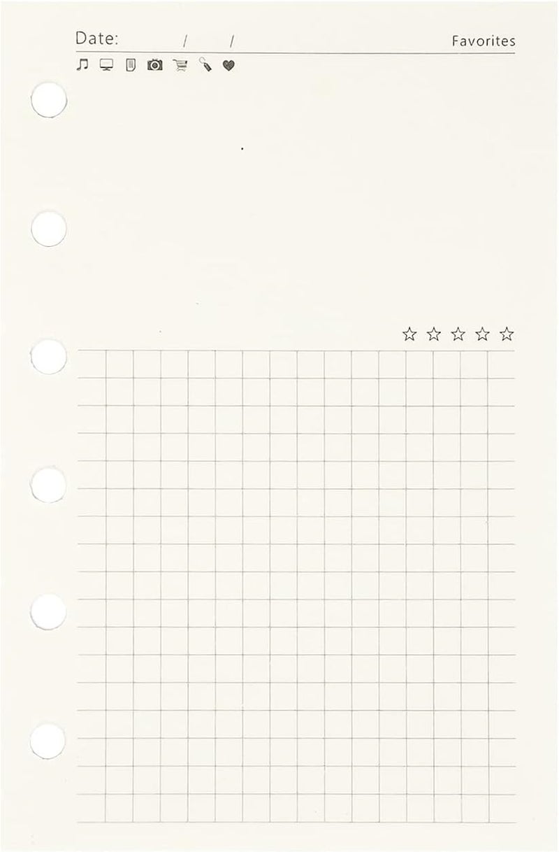 Zelten 1 Pack A7 45 Sheets/90 Pages FavoritesLoose Leaf Punched Paper Refills Paper for 6 Hole Binder Personal Organizer Diary Notebook Refillable Planner - Image 2