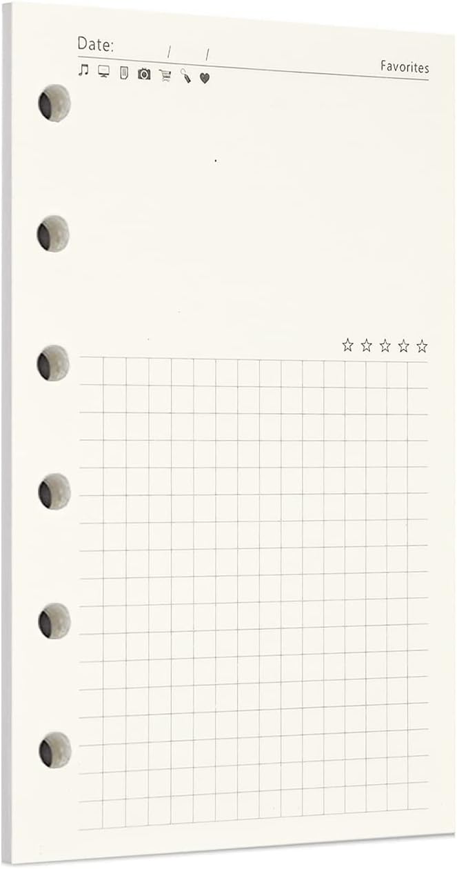 Zelten 1 Pack A7 45 Sheets/90 Pages FavoritesLoose Leaf Punched Paper Refills Paper for 6 Hole Binder Personal Organizer Diary Notebook Refillable Planner - Image 1