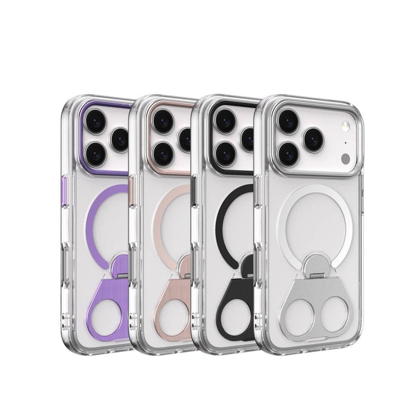 MS غطاء MagSafe بTPU لـ iPhone 17 / 17 Air / 17 Pro / 17 Pro Max مع حماية من السقوط وحامل قابل للطي مع مقاوم للصدمات مع مغناطيس قوي باللون بنفسجي مغناطيسي بوظيفة حامل من مادة TPU بال. - Image 3
