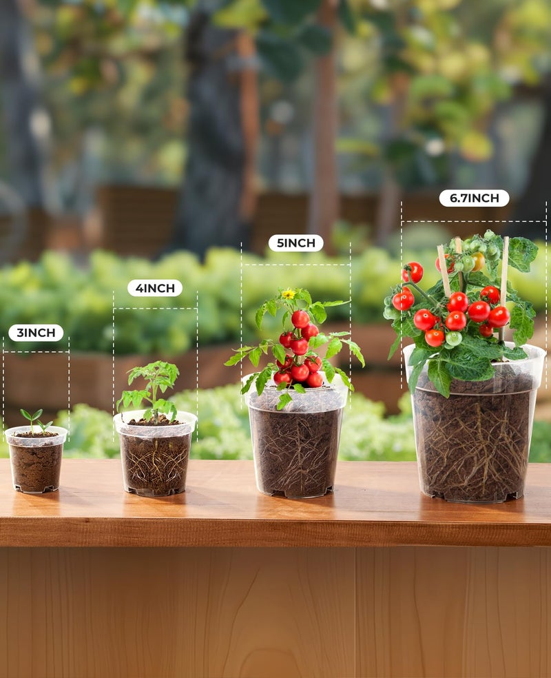 homenote Clear Nursery Pots for Plants,3/4/5/6.7 Inch Plant Pot for Planting Plastic Seedling Pots with Drainage Holes Seed Starter Pot Flower Pots High Transparency with 20 Plant Labels (36 Pack) - Image 4