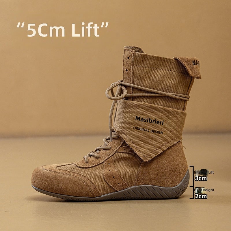 MEIYOUMEINX Women's Retro Western Cowboy Boots - Chunky Heel, Platform, Breathable, Ankle Boots for Summer & Spring, Comfortable Low-Rise Height Increase - Image 1