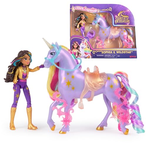 Unicorn Academy مجموعة قوة الصداقة من أكاديمية اليونيكورن صوفيا وايلدستار أفكار هدايا عيد الفصح دمى ألعاب يونيكورن تتضمن سرج شفاف و 2 ملحقات قوة - Image 1
