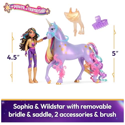 Unicorn Academy مجموعة قوة الصداقة من أكاديمية اليونيكورن صوفيا وايلدستار أفكار هدايا عيد الفصح دمى ألعاب يونيكورن تتضمن سرج شفاف و 2 ملحقات قوة - Image 5