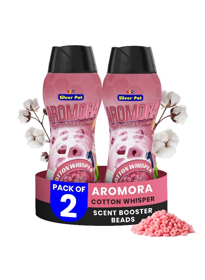 Silver Pot Aromora Fabric Deodorizer Cotton Whisper - Pack of 2 -  Laundry Perfume In-Wash Scent Booster Beads 300g , Refreshing Long-Lasting Laundry Fragrance, Suitable for Use with Fabric Softeners and Detergents - Image 1