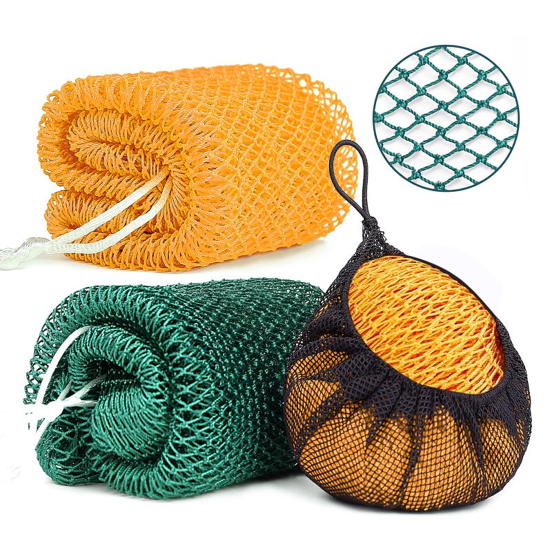 Exfoliating Bath Sponge Dark Yellow & Dark Green: Gentle Deep Cleanse - African Net Sponge for Daily Skincare Routine, Home Shower Use - Image 1
