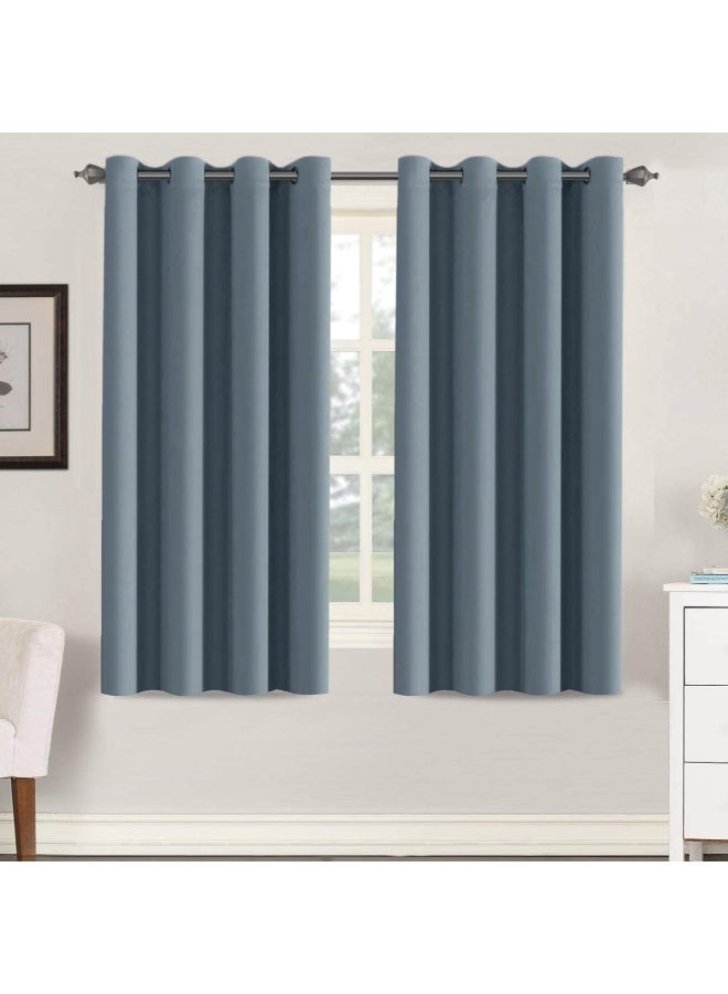 H.VERSAILTEX HVERSAILTEX Soft and Smooth Blackout Window Curtain Panel8 Grommets Drapes Set of 2 Panels52 by 63  InchStone Blue - Image 2