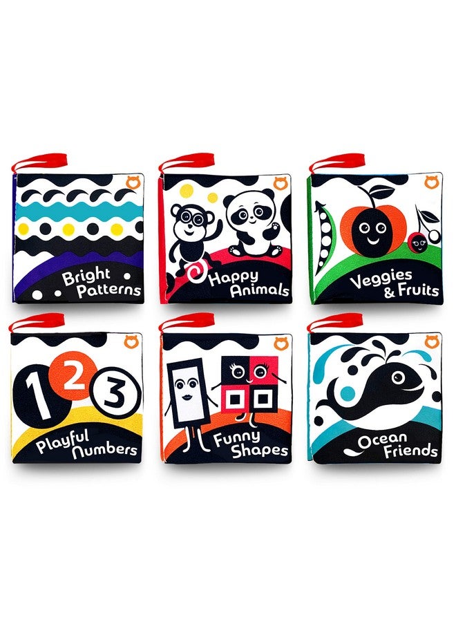 BabyBibi Cloth Books (Set of 6). High Contrast Soft Books. Black and White Images Encourage Infant Development - Suitable for Babies and Toddlers from 3 Months - Image 1