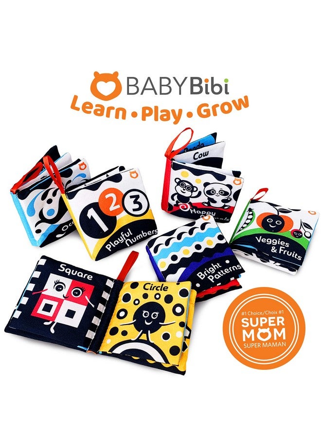 BabyBibi Cloth Books (Set of 6). High Contrast Soft Books. Black and White Images Encourage Infant Development - Suitable for Babies and Toddlers from 3 Months - Image 3