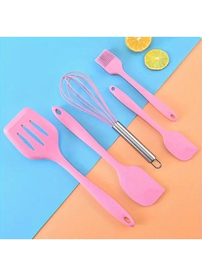 Blue 5 Piece Silicone Kitchen Baking Set With Spatula Whisk And Barbecue Brush For Cake Candy Chocolate Holiday Parties School Events Family Gatherings - Image 2