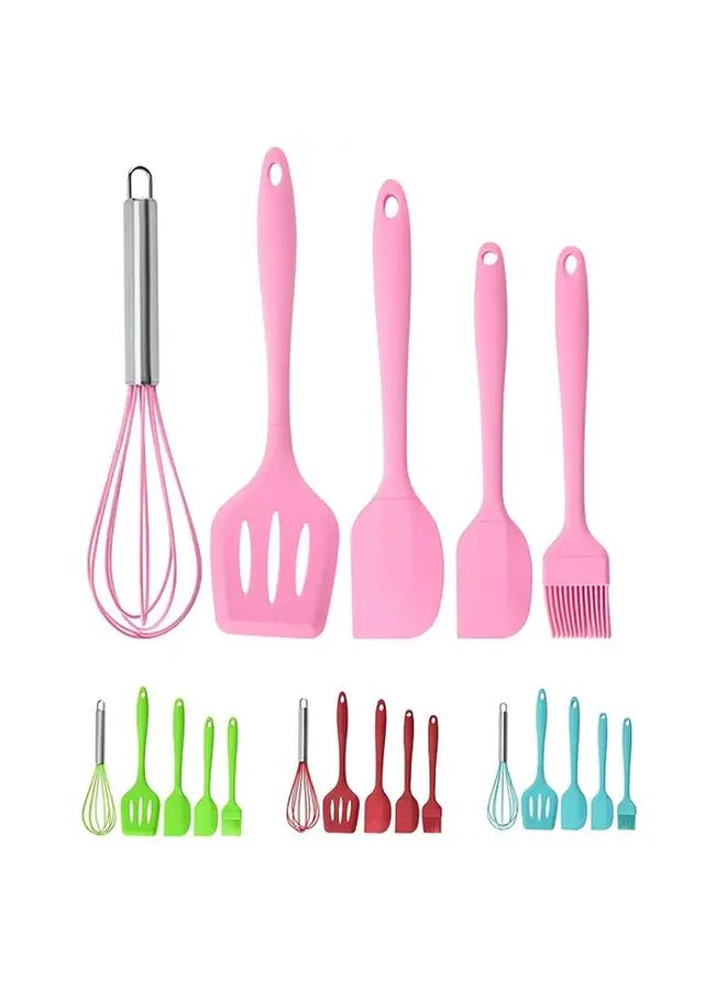 Blue 5 Piece Silicone Kitchen Baking Set With Spatula Whisk And Barbecue Brush For Cake Candy Chocolate Holiday Parties School Events Family Gatherings - Image 1