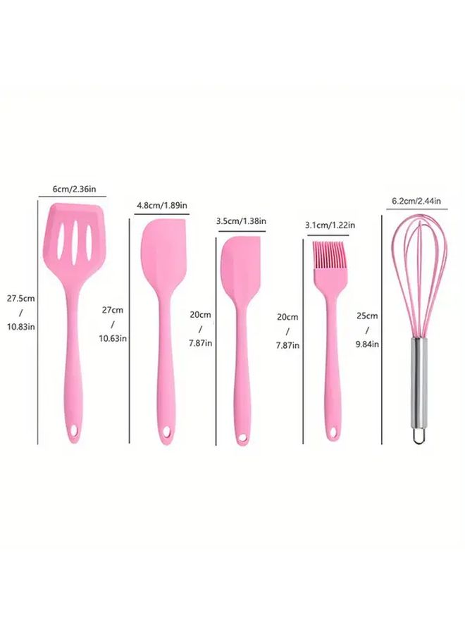 Blue 5 Piece Silicone Kitchen Baking Set With Spatula Whisk And Barbecue Brush For Cake Candy Chocolate Holiday Parties School Events Family Gatherings - Image 4