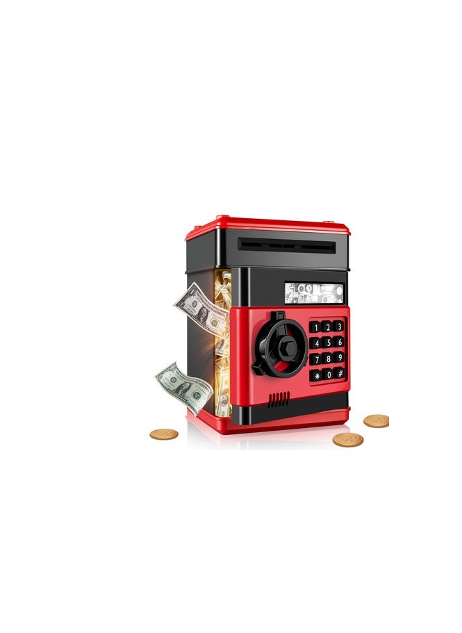Kids Electronic Piggy Bank - Secure money saving box with password and sensor, automatic bill slots, and coin slot - Safe and fun cash storage for boys and girls 