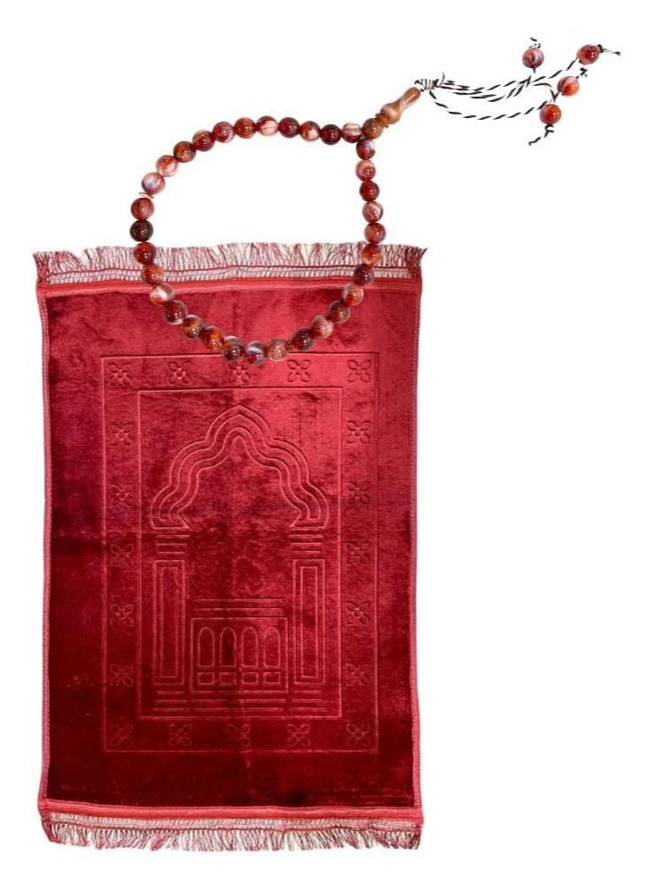 DeloPik سجادة صلاة مسلمة مع حبات تسبيح للصلاة - Image 1