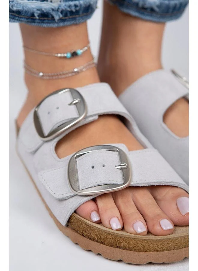 Manijero  Irene Women's Grey - Silver Buckle Double Buckle - Gray for Women | Best Price UAE