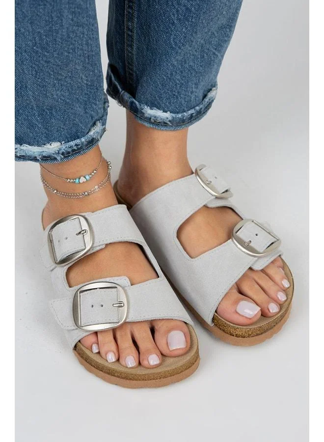 Manijero  Irene Women's Grey - Silver Buckle Double Buckle - Gray for Women | Best Price UAE
