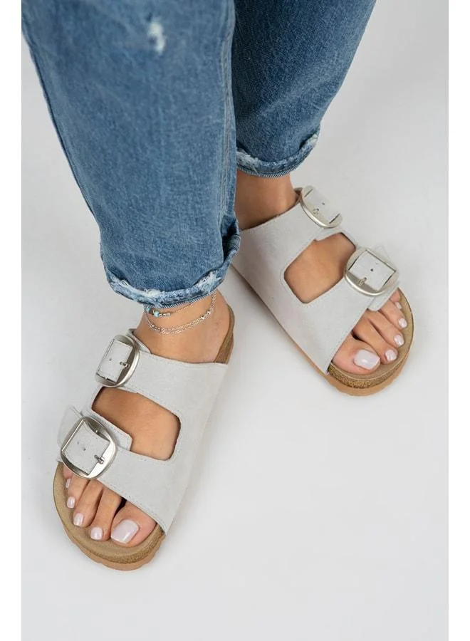 Irene Women's Grey - Silver Buckle Double Buckle - Gray