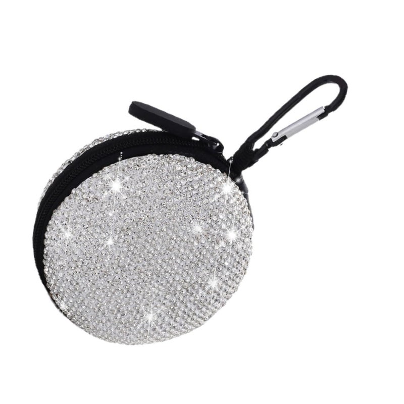 Rhinestone Studded Eva Headphone Case Silver Portable Travel Storage Bag For Earphones And Cables - Image 2