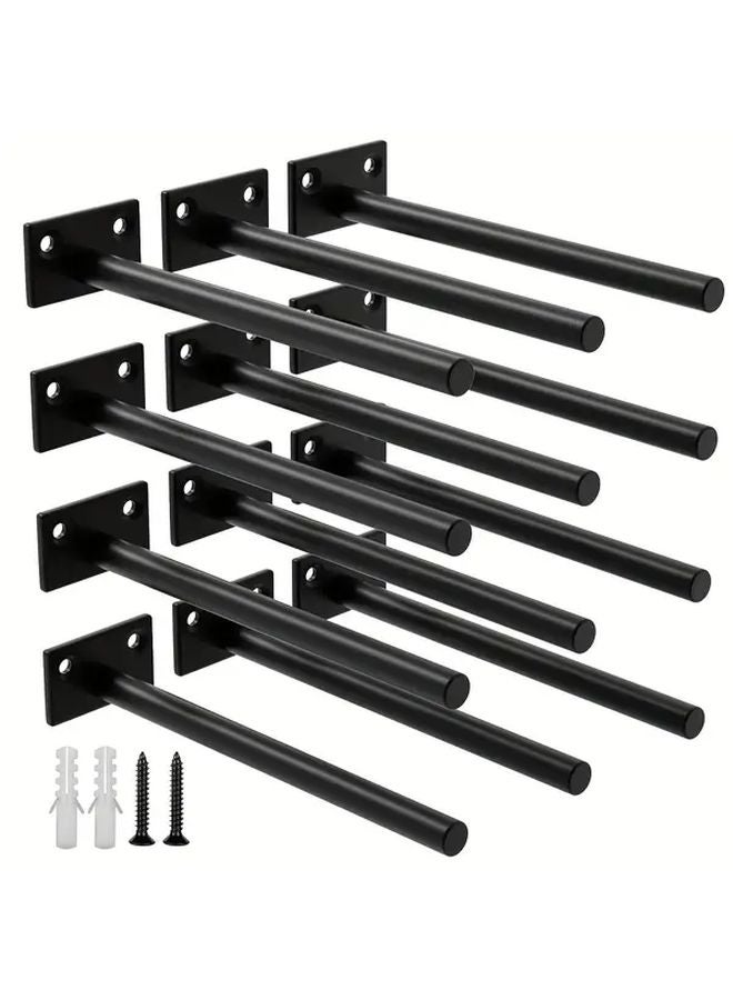 12 Pack 6 Inch Black Steel Floating Shelf Brackets With Hidden Support Screws - Image 1