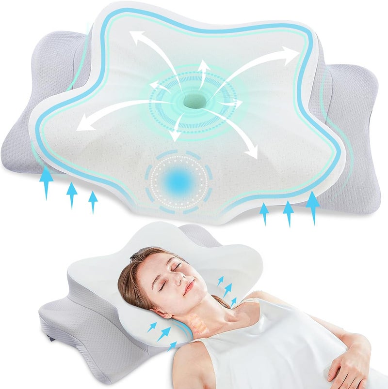 DONAMA Memory Foam Neck Pillow, Ergonomic, Pillow with Arm Rest & Two Heights, Cooling & Breathable, 6-Zone Contour, Neck Support for All Sleeping Positions - Image 1